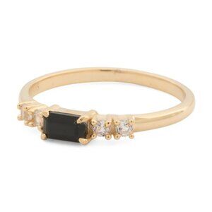 SHIVAM Made In India 14kt Gold Plated Black Onyx And Topaz Ring